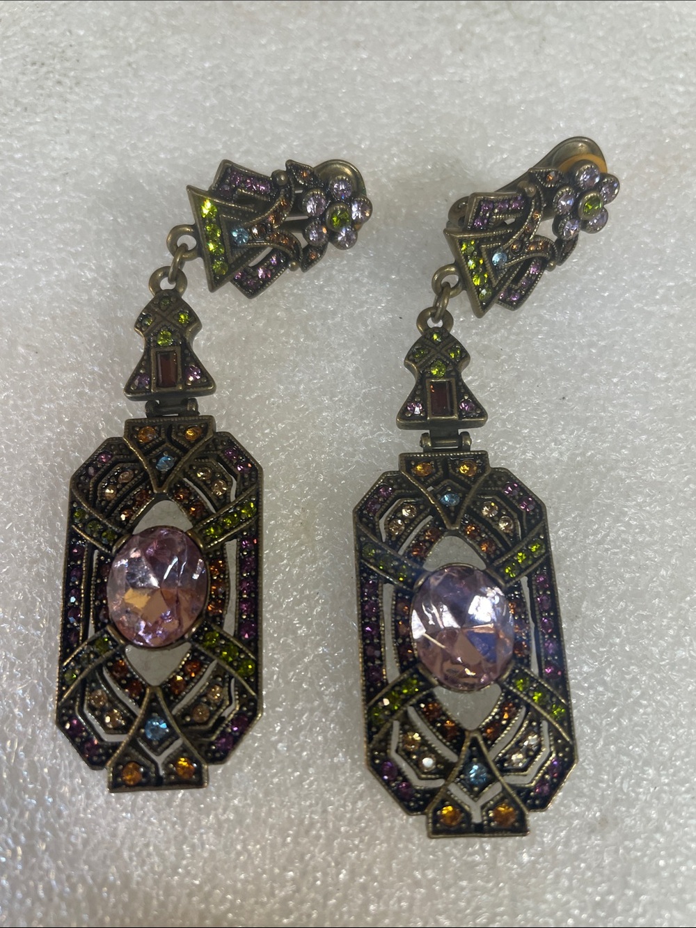 Vintage-Inspired Pink Crystal Drop Earrings